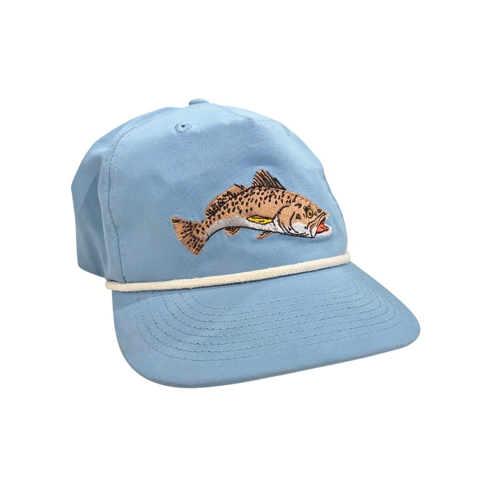 Duck Camp Redfish Rope Hat Mens Blue Fishing Snapback Performance Cap